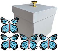 
              White Exploding Butterfly Gift Box With 4 Blue Monarch Wind Up Flying Butterflies from butterflyers.com
            