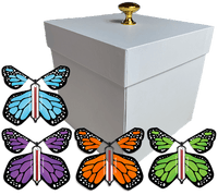
              White Exploding Butterfly Gift Box With 4 Multi Color Monarch Wind Up Flying Butterflies from butterflyers.com
            