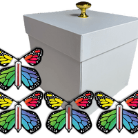 White Exploding Butterfly Gift Box With 4 Rainbow Monarch Wind Up Flying Butterflies from butterflyers.com