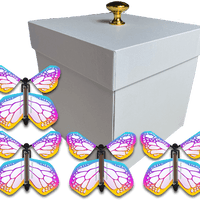 White Exploding Butterfly Gift Box With 4 Bismuth Color Wind Up Flying Butterflies from butterflyers.com