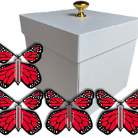 White Exploding Butterfly Gift Box With 4 Red Monarch Wind Up Flying Butterflies from butterflyers.com