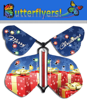 
              Packaged Wind Up Flying Christmas Butterfly For Greeting Cards and explosion boxes by Butterflyers.com
            