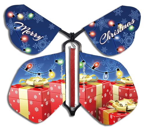 Wind Up Flying Christmas Butterfly For Greeting Cards and explosion boxes by Butterflyers.com