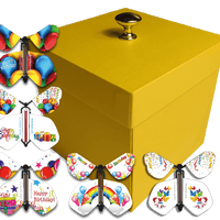 Yellow Birthday Exploding Butterfly Gift Box With Wind Up Flying Butterflies from butterflyers.com