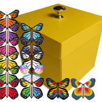 Yellow Exploding Butterfly Gift Box With 4 Wind Up Flying Monarch Butterflies from butterflyers.com