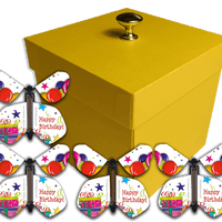 Yellow Birthday Exploding Butterfly Gift Box With 4 Birthday Gift & Balloons Wind Up Flying Butterflies from butterflyers.com