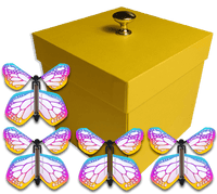 
              Yellow Exploding Butterfly Gift Box With 4 Bismuth Monarch Wind Up Flying Butterflies from butterflyers.com
            