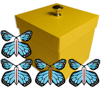 
              Yellow Exploding Butterfly Gift Box With 4 Blue Monarch Wind Up Flying Butterflies from butterflyers.com
            