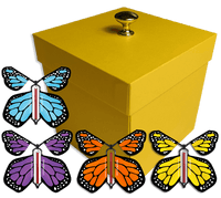 
              Yellow Exploding Butterfly Gift Box With 4 Multi Color Monarch Wind Up Flying Butterflies from butterflyers.com
            