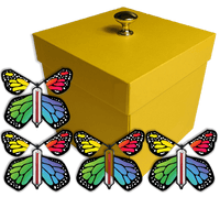 
              Yellow Exploding Butterfly Gift Box With 4 Rainbow Monarch Wind Up Flying Butterflies from butterflyers.com
            