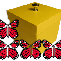 Yellow Exploding Butterfly Gift Box With 4 Red Monarch Wind Up Flying Butterflies from butterflyers.com
