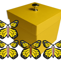 Yellow Exploding Butterfly Gift Box With 4 Yellow Monarch Wind Up Flying Butterflies from butterflyers.com