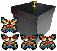 
              Black Exploding Butterfly Gift Box With 4 Stained Glass Wind Up Flying Butterflies from butterflyers.com
            