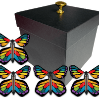 Black Exploding Butterfly Gift Box With 4 Stained Glass Wind Up Flying Butterflies from butterflyers.com