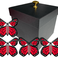 Black Exploding Butterfly Gift Box With 4 Red Monarch Wind Up Flying Butterflies from butterflyers.com