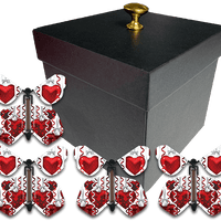 Black Valentine Day Exploding Butterfly Box With Big Hearts Wind Up Flying Butterflies from butterflyers.com