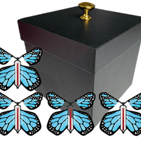 Black Exploding Butterfly Gift Box With 4 Blue Monarch Wind Up Flying Butterflies from butterflyers.com
