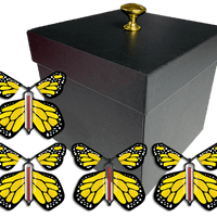 Black Exploding Butterfly Gift Box With 4 Yellow Monarch Wind Up Flying Butterflies from butterflyers.com
