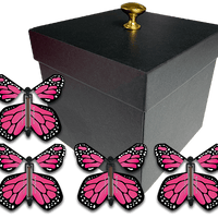 Black Exploding Gender Reveal Box With Pink Monarch Flying Butterflies From Butterflyers.com