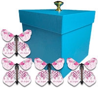 
              Blue Exploding Gender Reveal Box With It's A Girl Flying Butterflies From Butterflyers.com
            