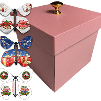 Pink Exploding Butterfly Christmas Gift Box With Christmas Flying Butterflies from butterflyers.com