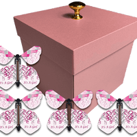 Pink Exploding Gender Reveal Box With It's A Girl Flying Butterflies From Butterflyers.com