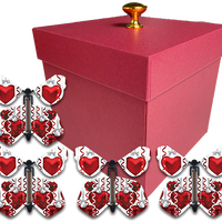 Red Mother's Day Exploding Butterfly Gift Box With Big Hearts Wind Up Flying Butterflies from butterflyers.com