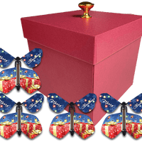 Red Exploding Butterfly Christmas Box With Christmas Gift Flying Butterflies from butterflyers.com