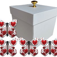 White Valentines Day Exploding Butterfly Box With Big Hearts Wind Up Flying Butterflies from butterflyers.com